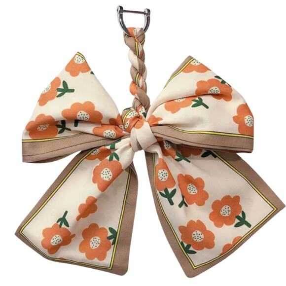 Coquette Floral Orange Scarf Bow Purse Charm - Picture 2 of 2